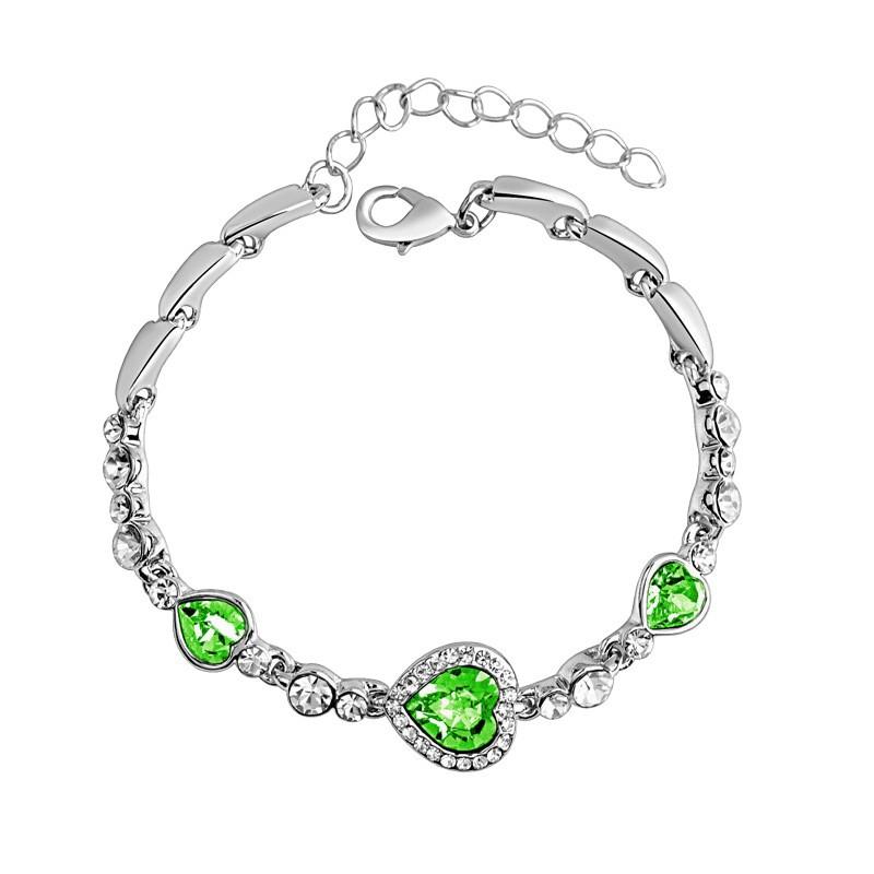 Fashion Ocean Heart Shaped Topaz Zircon Crystal Rhinestone Love Bracelet Jewelry For Women