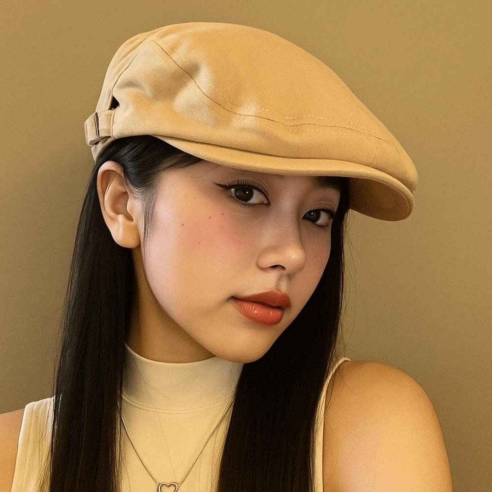 Flat Forward Hat Adjustable Newsboy Cap Casual Letter Embroidery Beret Outdoor