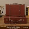 Retro European Wooden Handheld Storage Box Luxury Leather Suitcase Display Prop Box Family Storage Tools Wooden Case Leather