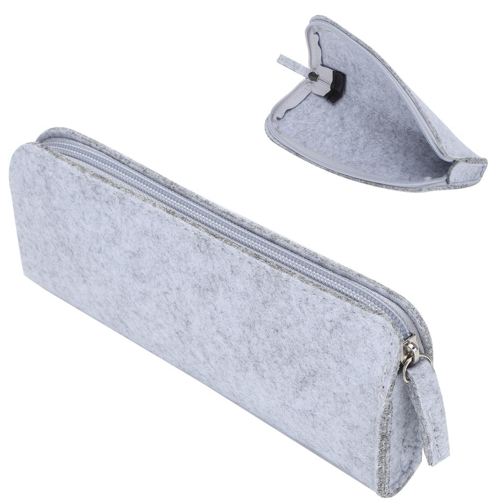 Pen Case Felt Storage Pencil Bag Thickened Flat Paint Brush DustProof Storage Tools(Light Gray )