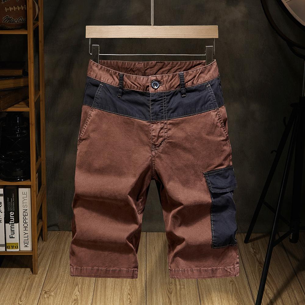 

Мужские штаны с большим карманом и пятью точками, летние шорты, спортивные штаны 38 кофейный