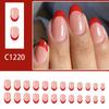 Pack Of 24 French Style Short Red Glossys Fake Nail For Holiday Party Glitters No Tools Needed ABS Material