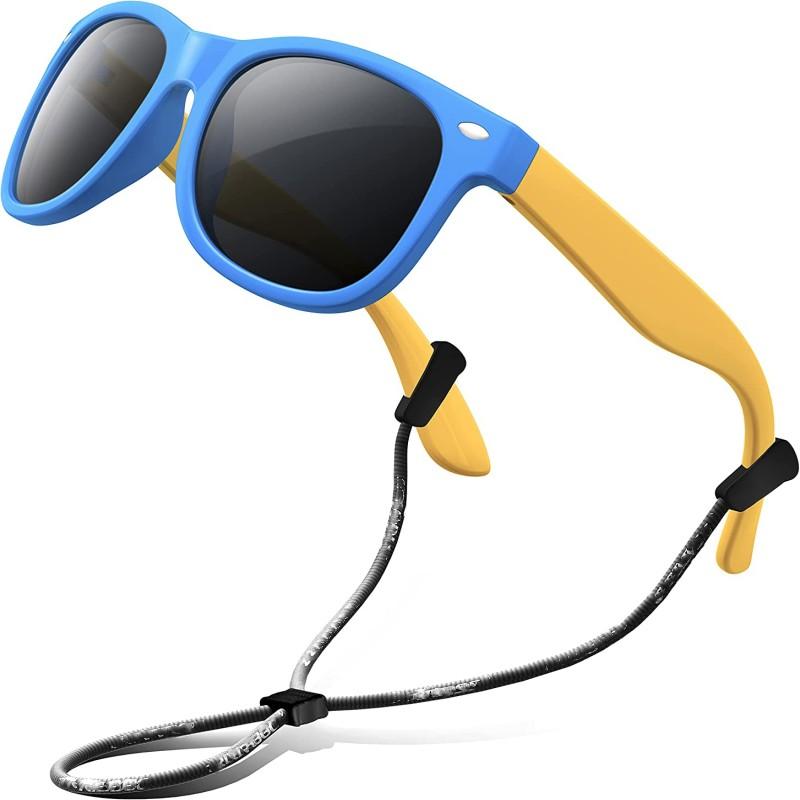 

Kids Flexible Silicone Sunglasses with Rope Boys Girls Vintage Retro Outdoor Use Goggle Sunglasses Sun Eyeglasses Children AC Lens Sports Glasses with rope