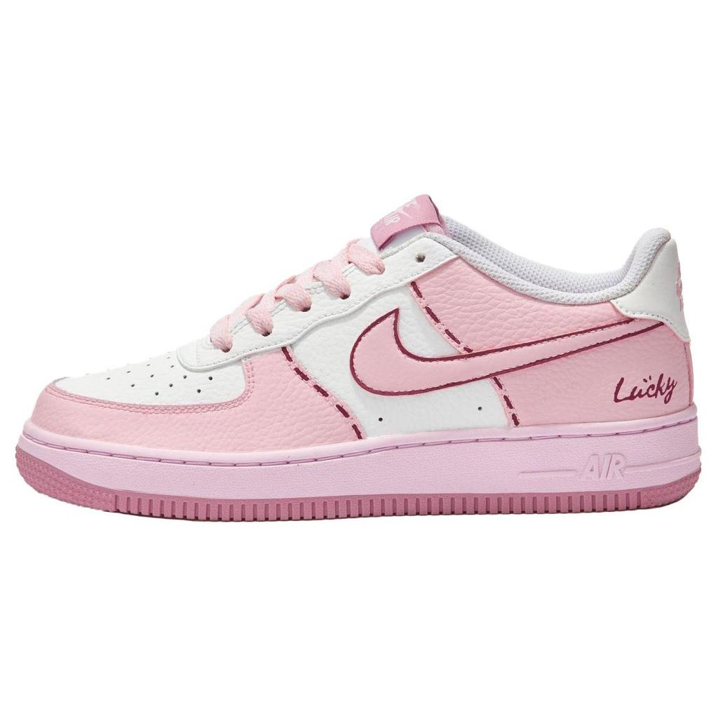 Nike Air Force 1 Fleeing Sweetheart SAML Slip Resistant Abrasion Resistant Low top Skateboard Shoes GS Pink White CT3839-107(Team6-)