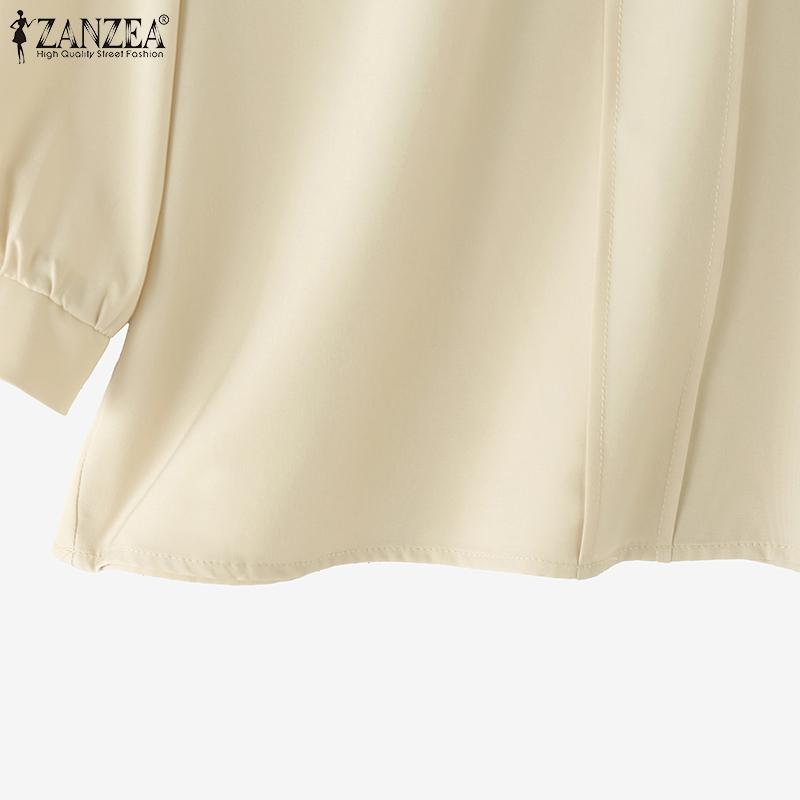 ZANZEA Blusa Casual de Manga 3/4 y Cuello Redondo Holgada para Mujer