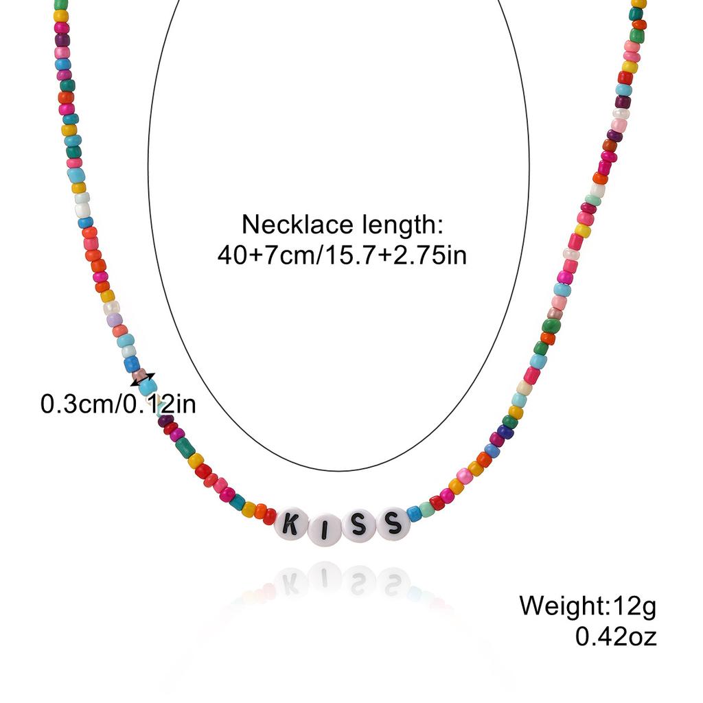 Necklace for Women Bohemian Spring and Summer Necklaces Premium Sense of Simplicity Butterfly Beaded Jewelry Colorful Rice Beads Letters Necklace