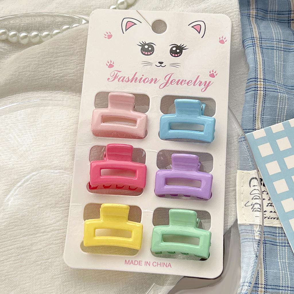 6 Pcs Candy Color Compact Butterfly Hair Clips For Thin Hairrectange Banana Clipsfashion Leopard Flower Jaw Clips For Kid Girls X