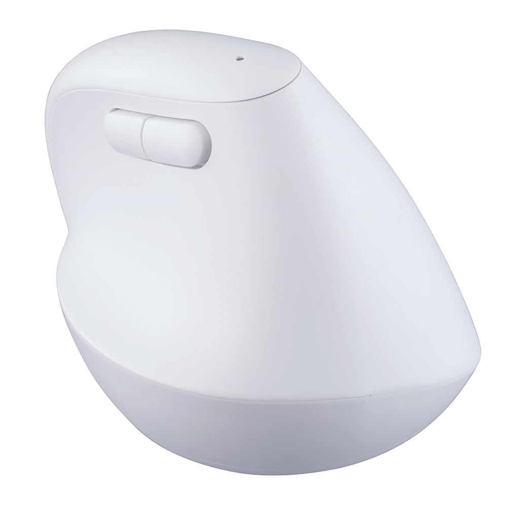 Digio2 Mini Ergonomic Wireless Mouse, Quiet, 5 Buttons, Blue LED, White