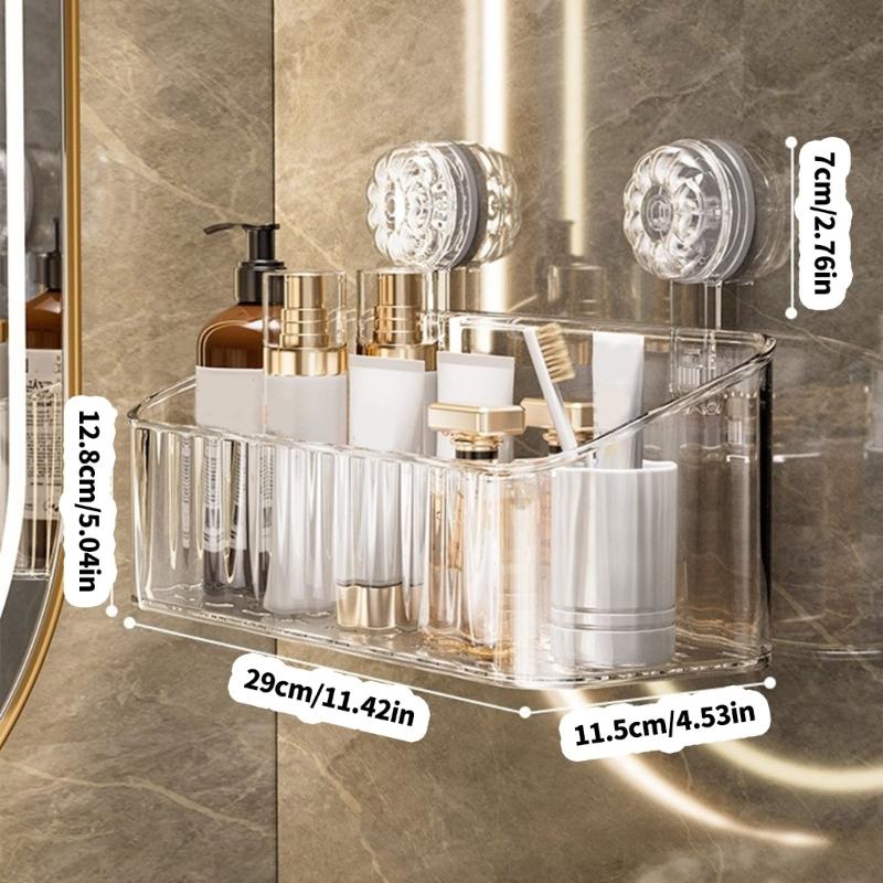 Spacious Wall Mounted Shower Rack Waterproof Plastic Storage Basket for Bathroom Cosmetics Soap