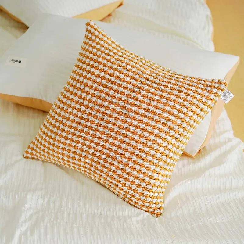 Home Decoration Knitting Cushion Cover Mint Green Tassel Pillowcover Modern Sofa Living Room Waist Pillow Bed Head Round Pillow