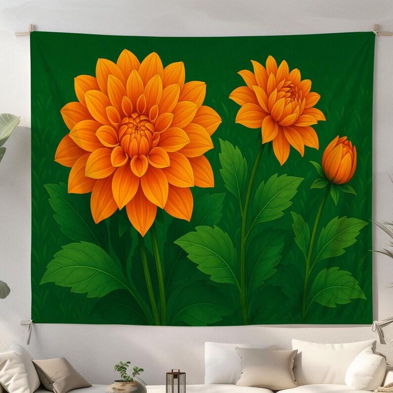 Orange Dahlia tapestry 75x100