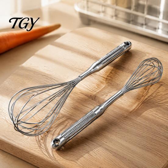 Kitchen Gadgets for Home Cooking Stainless Steel Egg Beater, Anti-slip Long Handle Durable Whisk, Commercial Grade Whisk Manual Mixing Tool Sauces And