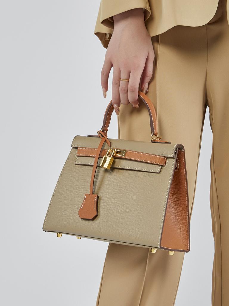 Piele cu imprimeu palmier Geantă contrastantă de a doua generație Geantă pentru femei de calitate, cu un singur umăr, Versatilă, geantă de mână