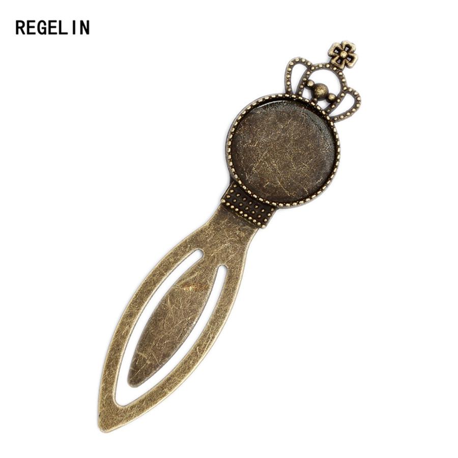 REGELIN Fashion 10pcs/lot Antique Vintage Retro Handmade Bookmark Cabochon Base Bookmark Setting for Cabochon Cameo DIY Bookmark