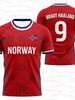 2026  Men's Women's NO.9 HAALAND Short Sleeve T-shirt 3D Print Tees Norway Flag Print Outdoor Soccer Jersey Sports Casual Tops