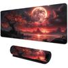 Red Moon Anime mousepad Gaming Mouse Pad Rubber Base, Extended Keyboard Protector for Home Office, Perfect for Gaming