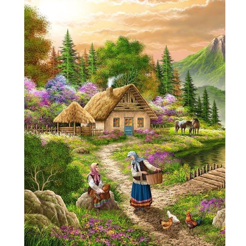 5D DIY Diamond Painting Autumn Forest Diamond Embroidery Cross Stitch Kit Full Rhinestone Mosaic Home Decor