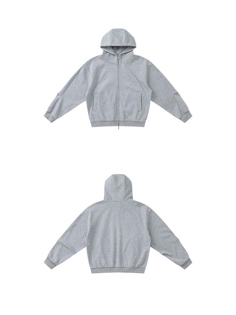 Men's Heavyweight Silk Wool Hooded Sweatshirt with High Collar and Zipper - 580g Plus Velvet Warm Jacket