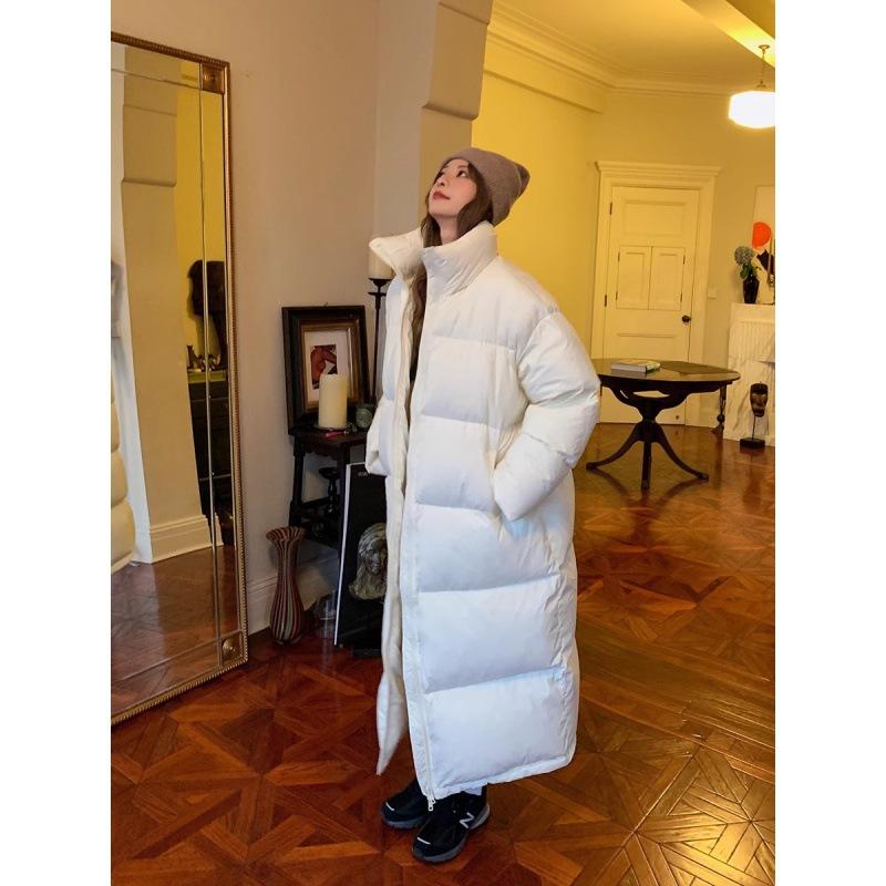 

New cotton-padded clothes women s long over-the-knee winter cotton-padded jacket stand-up collar extended thickened down cotton-padded clothes S
