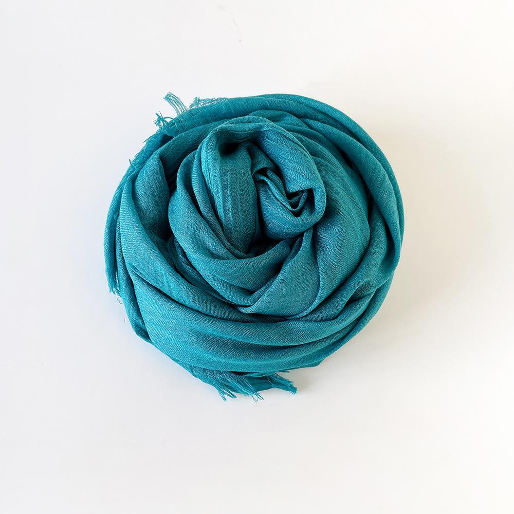 Solid Color Scarf Cotton and Linen Shawl Yarn Women's Summer Sunscreen Headscarf Retro Yarn Lengthened