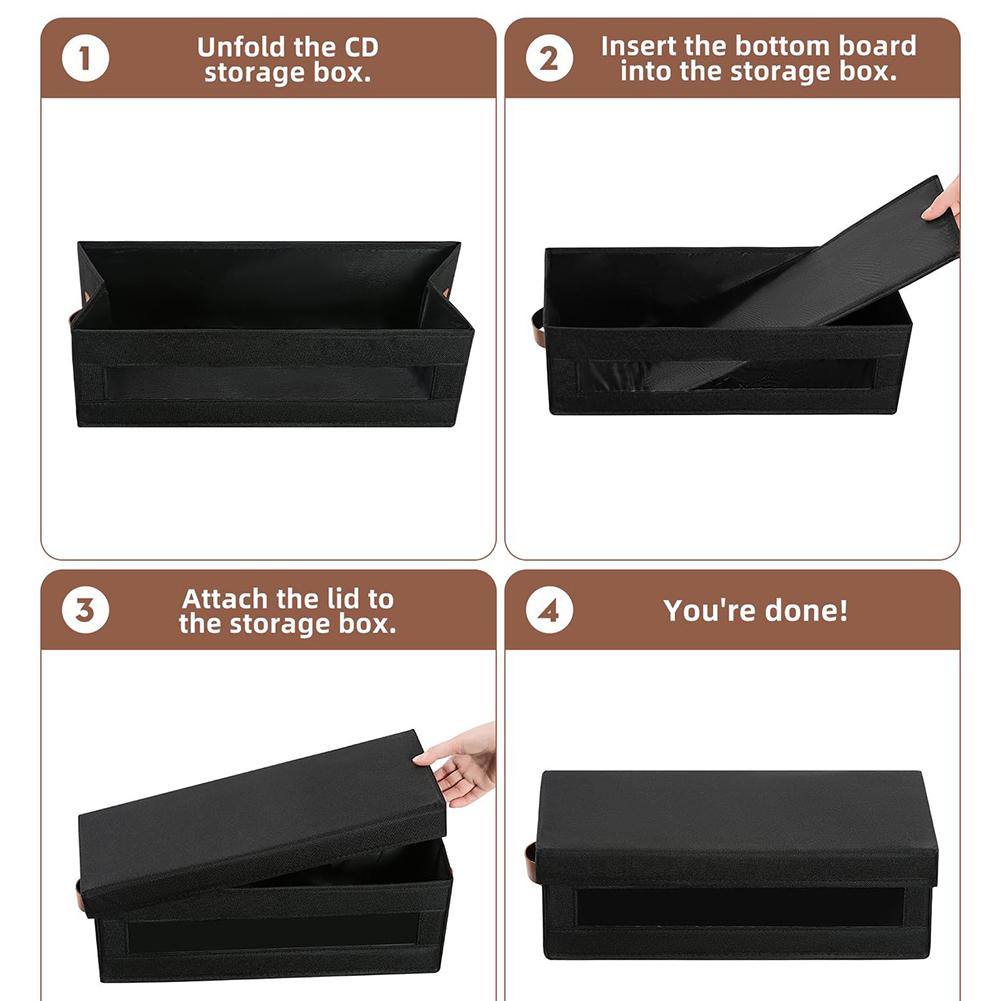 Stackable CD Case Holder with Visual Window Dustproof Lid And Handles - Holds Up To 37 CDs - 40x15.5x13.5 Cm Cartridge