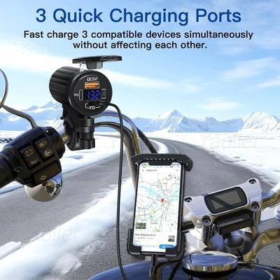 Hot Sale 12V Motorcycle QC 3.0 USB Fast Charger Waterproof with Type C Port New PD Outlet Handlebar Mounting Cellphone Chargers