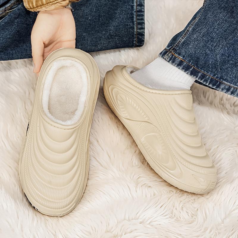 Men Warm Winter Cotton Shoes Women Warm Fur Home Slippers EVA Non-Slip Plush Slippers Indoor Couple Thick Sole Footwear Slides