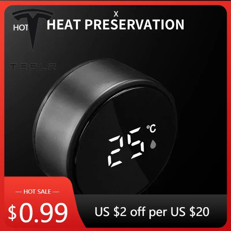 Car Sticker 2025 Hot Car 500ml Stainless Steel Thermo Bottle Thermal Cup Temperature Display Vacuum Flasks For Tesla Model Y 3 S