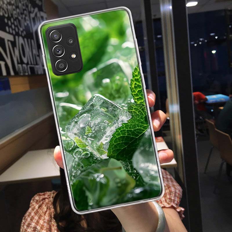 

Летний чехол для телефона с лимоном и мятой для Samsung A54 A57 A37 A17 A14 A15 A12 A24 A34 A55 A35 A25 A52S A07 A05S A04S A22 A32 A72 Galaxy N Samsung A54