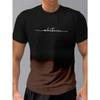 Summer Round Neck 3D Gradient Letters Print Top Fashionable Casual Short Sleeved Men's T-shirts