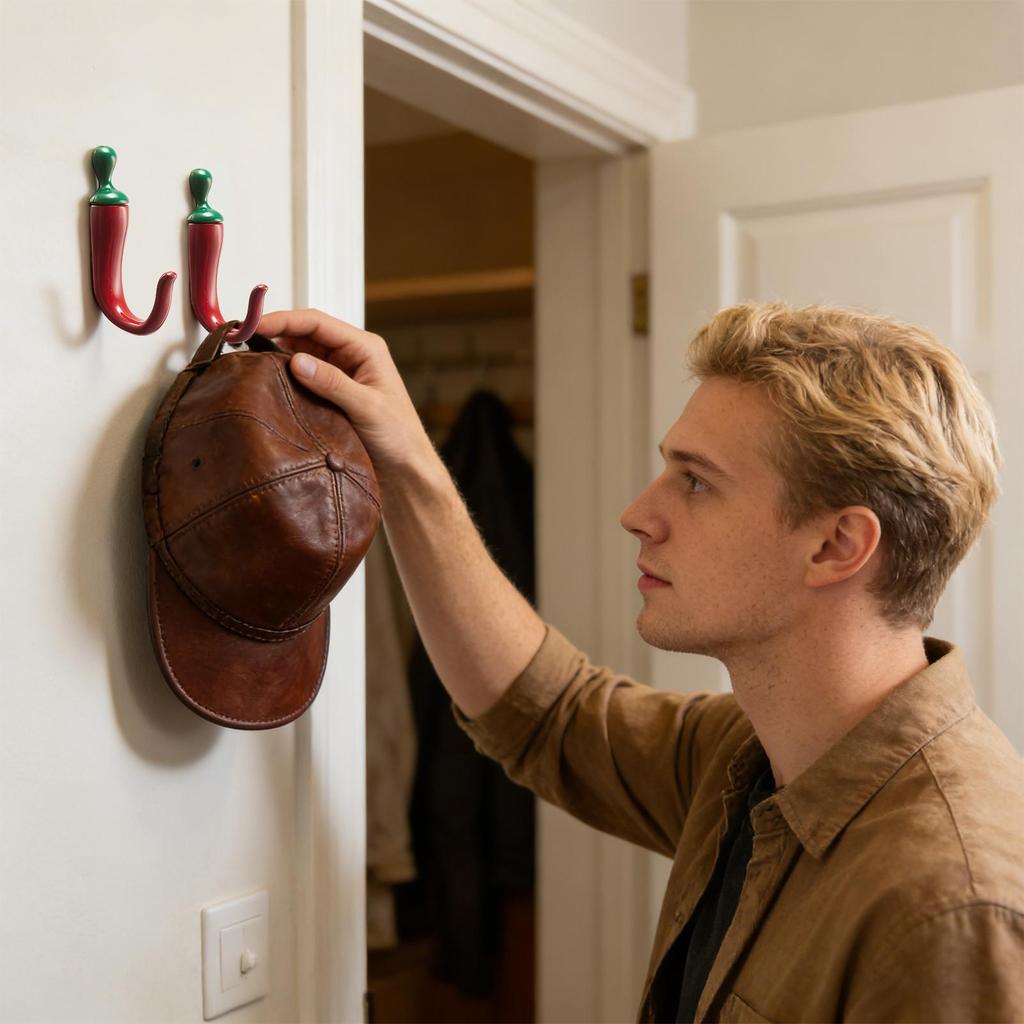 Wall Hangers Chili Pepper Design Rust Proof Hat Hanger Coat Robe Hooks For Wall For Shower Kitchen Closet Bedroom Dorm Entryway