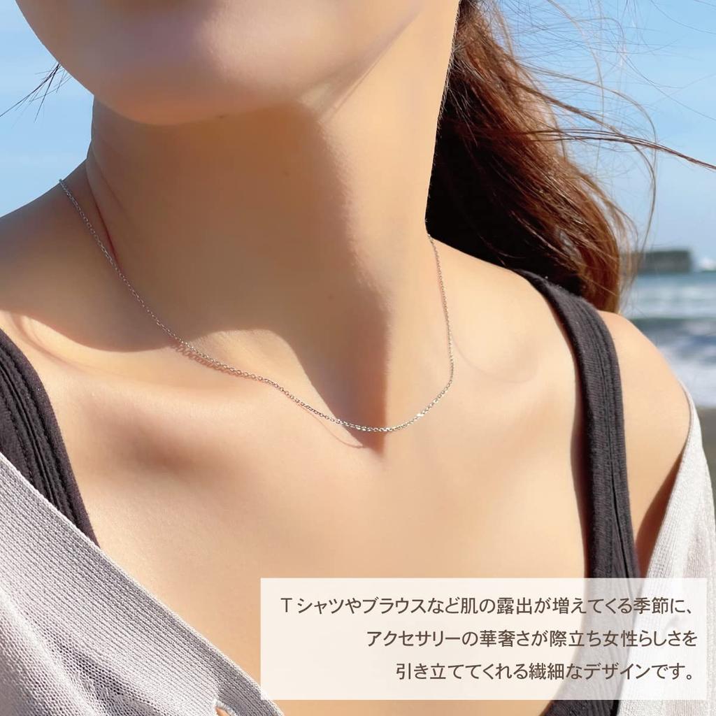 Surgical Stainless Steel 45cm Chain Only Slide Pin Chain Necklace Simple Necklace for Women [Piena] (Pink Gold)