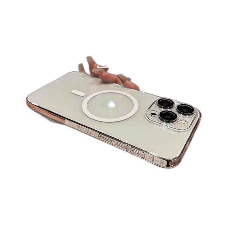Acrylic Sequencing Hole Magnetic Suction IPhone 16 Mobile Phone Case Suitable for Transparent 15pro Apple Anti-falling Lens Film