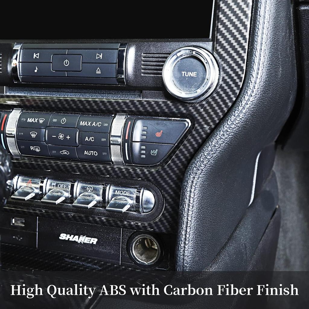 RT-TCZ Carbon Fiber Center Console Multimedia Panel Decoration Trim Sticker Accessories for Ford Mustang 2015 2016 2017 2018 2019 2020 2021 2022