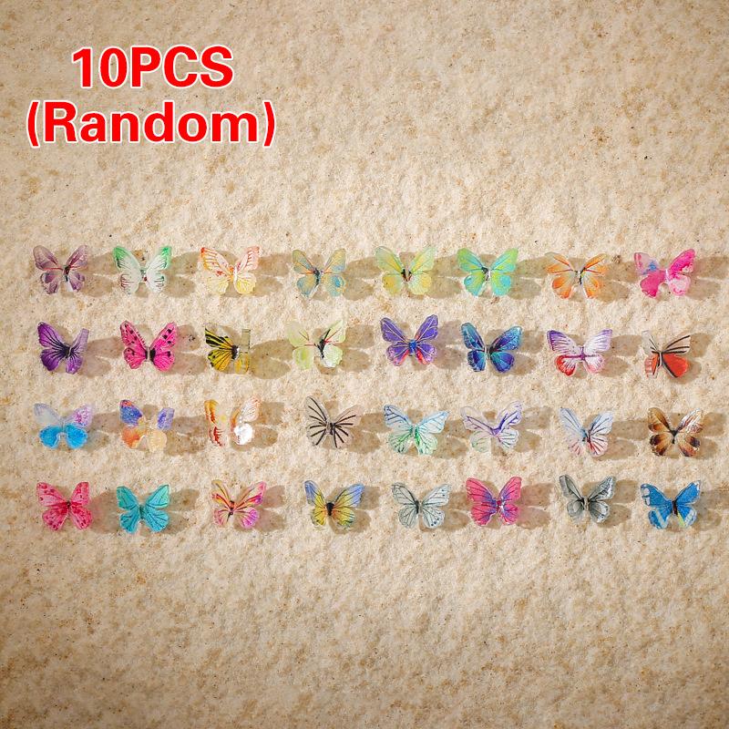 10/30/50pcs 3D Simulation Butterfly Nail Art Charms DIY Colorful Gradient Butterfly Nail Art Decoration Manicure Jewlery