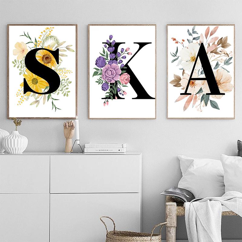 Minimalist Floral And Letter Combination The Education Of The Child Art Poster Canvas Printing Nursery School Classroom Decor