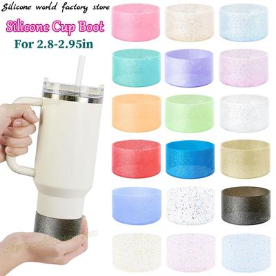 SW 7,5CM Glitter Siliconen Bekerbodemhoes Voor Stanley 40oz/30oz Tumbler Antislip Siliconen Boot Sleeve 75MM Waterfleshoezen