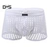 Men Sexy Hollow Out Shorts Briefs Low-rise Breathable Mesh Underwear Solid Color 3D U-convex Panties Underpants