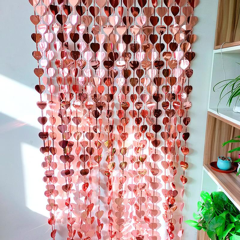 Creative Party Decoration Peach Heart Love Door Curtain Fashion Valentine's Day Wedding Party Decor Sequin Curtains