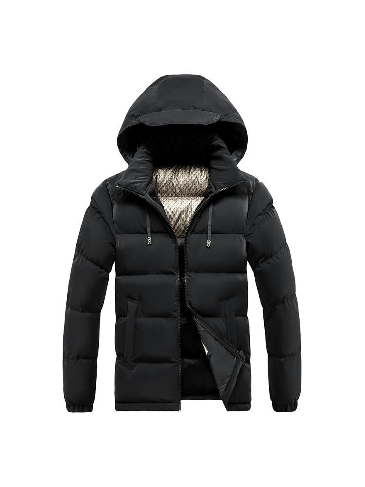 Light Cotton Jacket Men's Models Winter Hit The Colour Slim Removable Cap Thickened Hooded Comfortable and Versatile Jacket Men