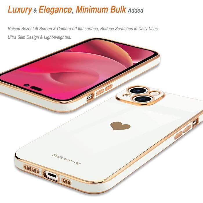 Coque de Protection - E.F.CONNECTION - pour iPhone 14 - Motif Cœur - Antichoc - Blanc - Slim