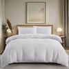 White Duvet Cover Queen Boho Tufted Microfiber Bedding Set for All Seasons, Embroidery Shabby Chic Comforter Covers with Zipper