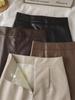 Autumn/Winter 2023 Women's PU Leather A-Line Skirt - High Waist, Slim Fit, Knee-Length, Casual Korean Style