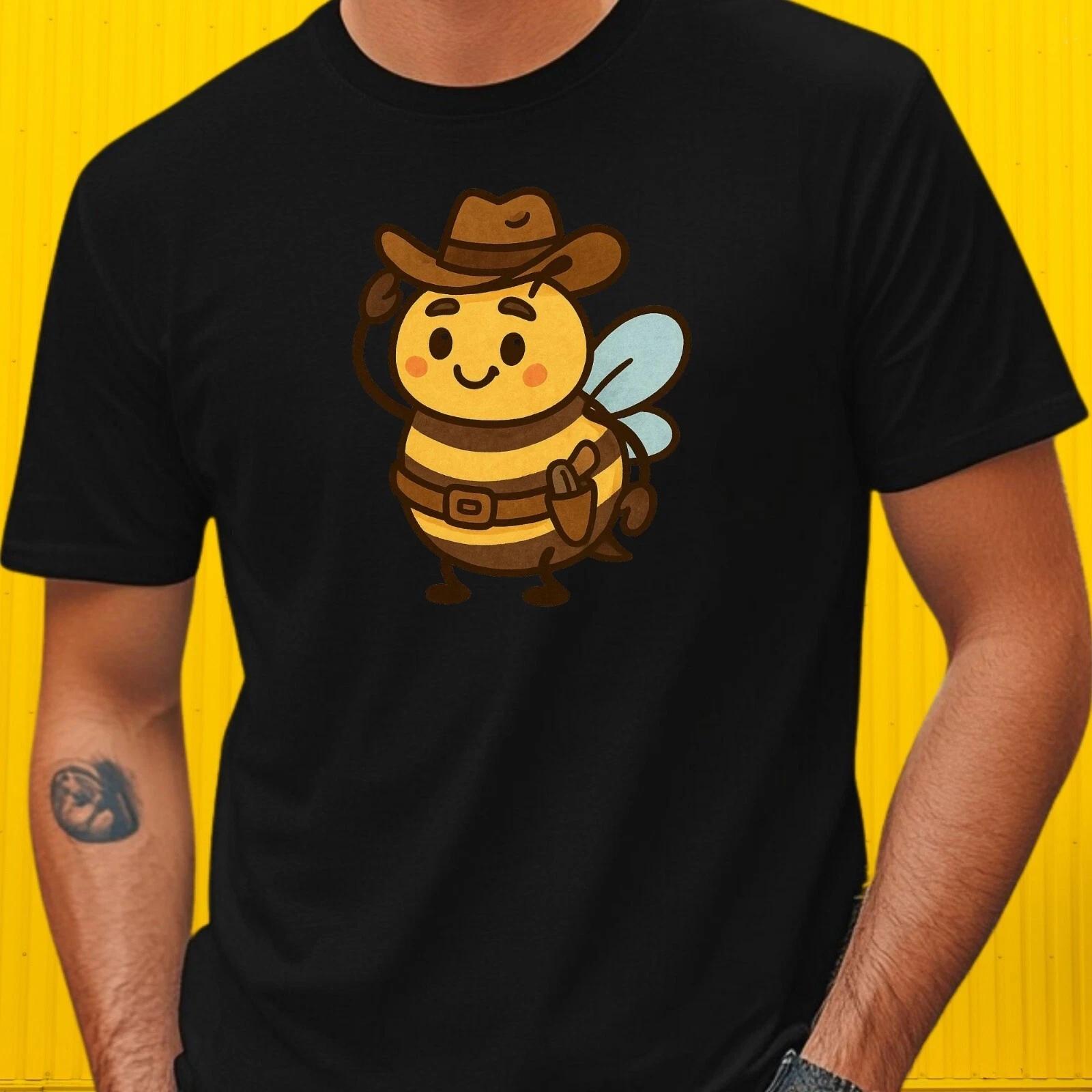 T-Shirt Herren Cowboy Biene Motiv Baumwolle Größe S bis 5XL XL