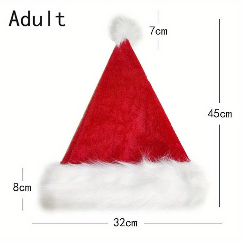 

New Year Christmas Hat Plush Thickened Santa Claus Xmas Hats for Adult Kids Adjustable Christmas Caps Festive Party Decor 32X45cm красный