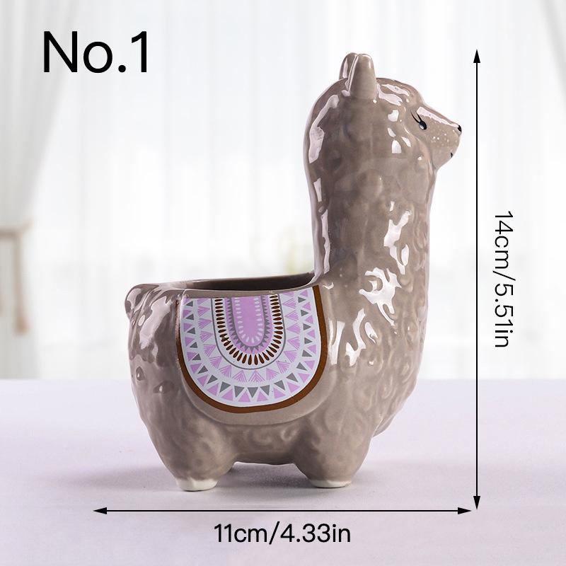 Cute Alpaca Flower Pot Succulent Pot Ceramic Planter Home Decor Indoor Decoration Desktop Ornaments Bonsai Plant Pot