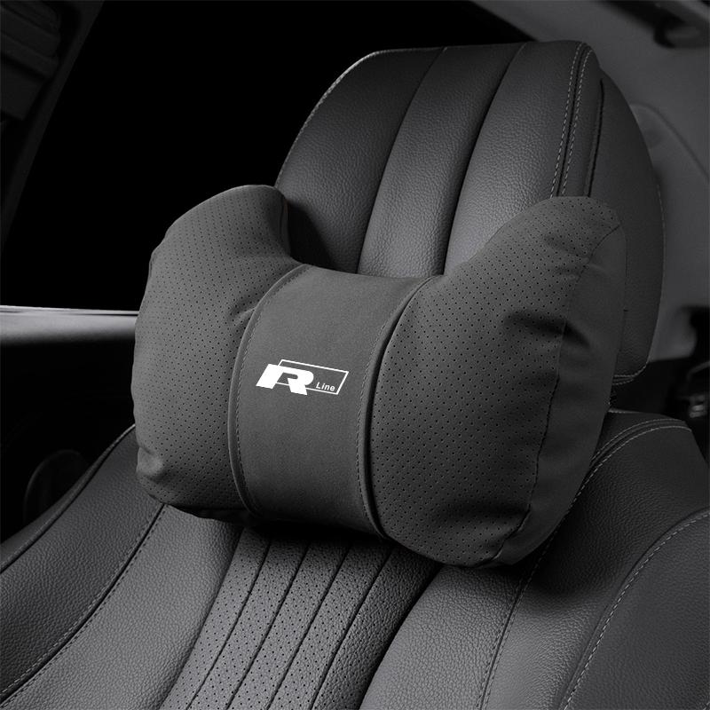 Car Seat Soft Headrest Suede Neck Pillow Waist Cushioning For VW GTI Polo Golf Passat MK678 Tiguan Arteon CC Taigo T-ROC Hub Cap