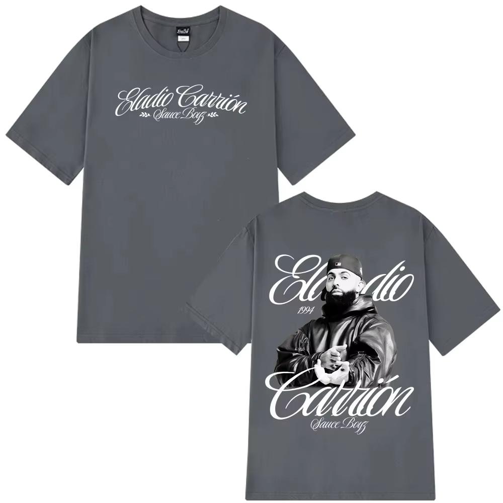 Rappeur Eladio Carrión Sauce Boyz Tournée 2026 Album T-shirt Hommes Femmes Vintage T-shirt Manches Courtes Hiphop Punk T-shirt Streetwear