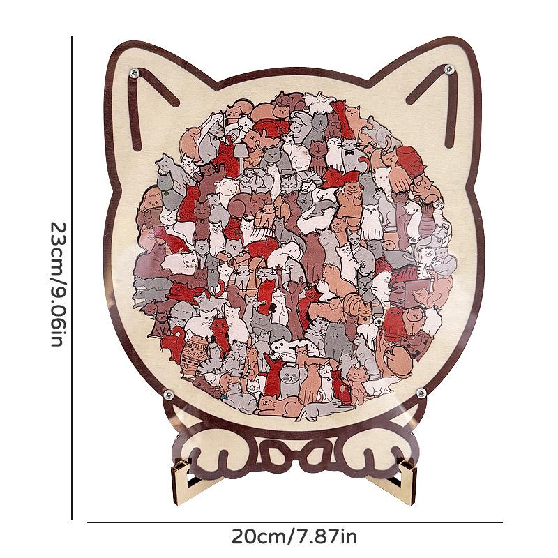 Puzzle 3D en Bois Chat Forme Irrégulière - Jouet Mignon à Empiler Amusant Cadeau