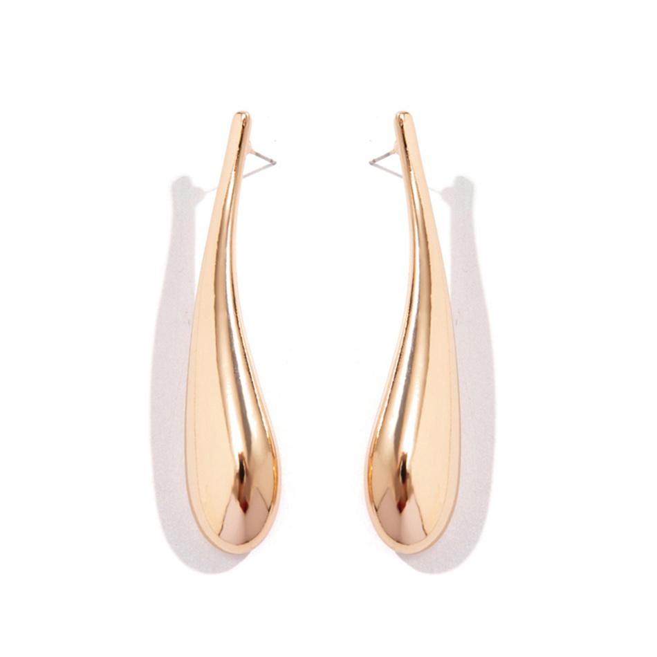 Smooth Big Water Drop Long Earrings for Women Simple Fashion Geometric Metal Golden Long Ear Jewelry Mujer Brincos